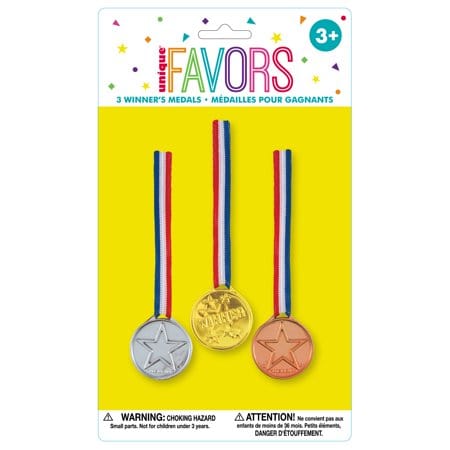 Unique Industries TOYS Gold, Silver and Bronze Winner's Medals