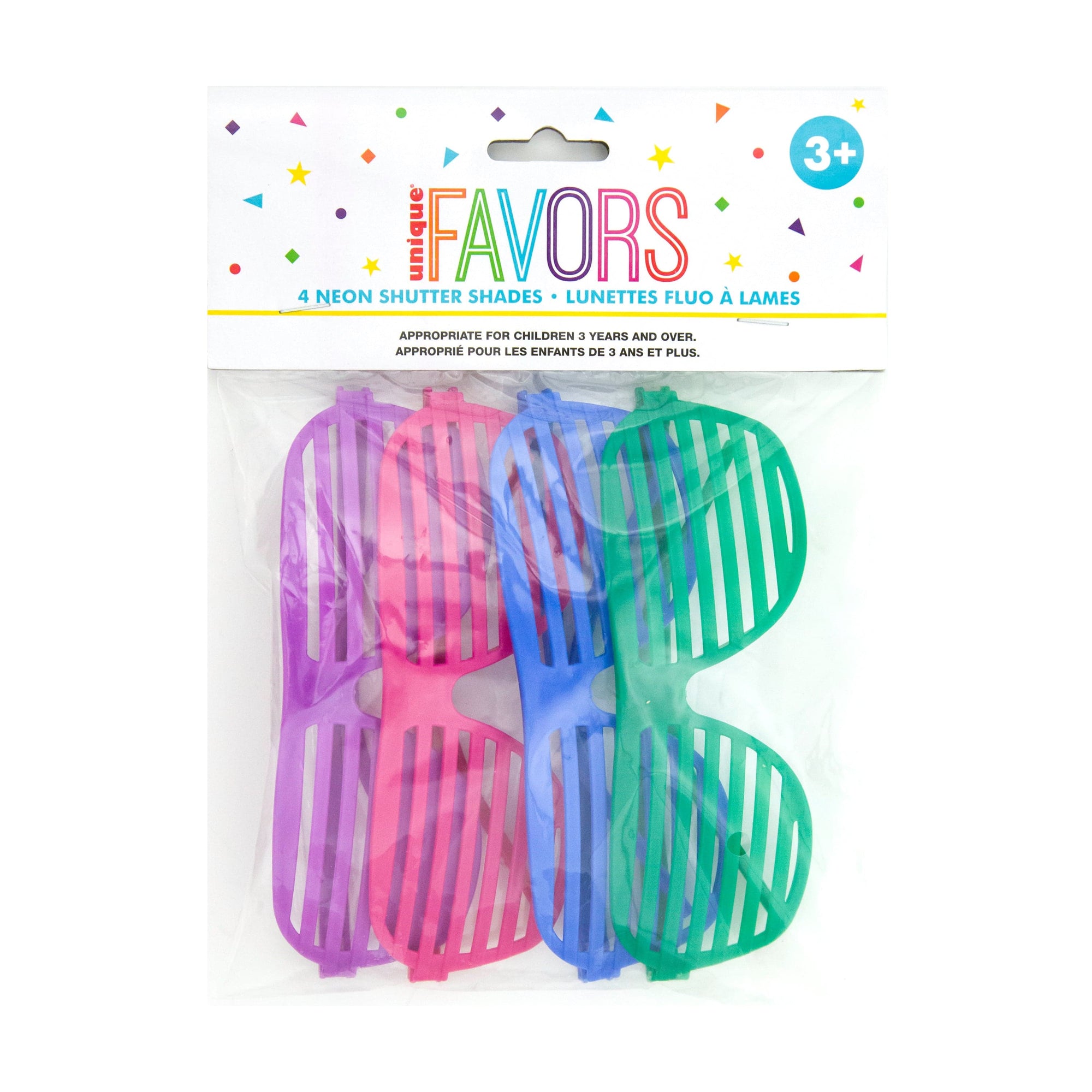 Unique Industries TOYS Neon Shutter Shade Glasses Party Favors