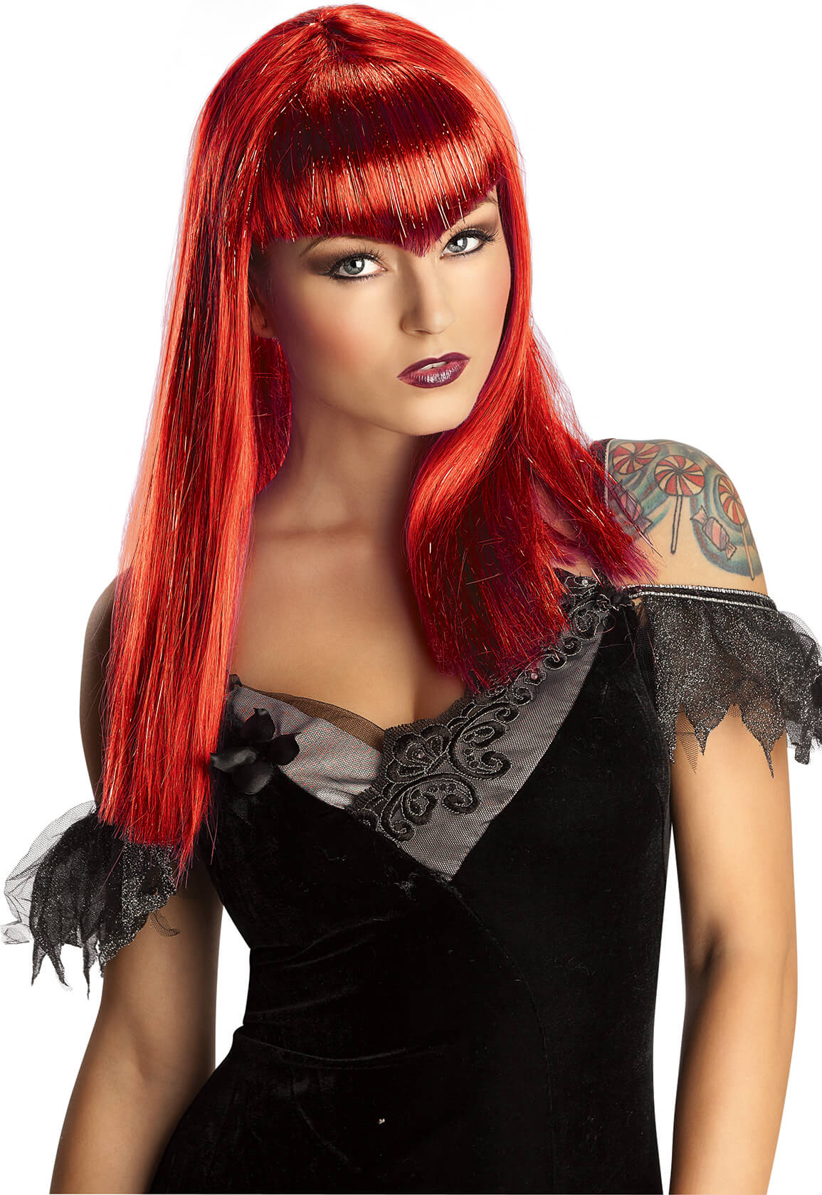 Glitter Vamp Wig Red