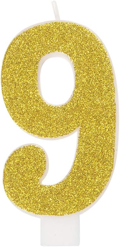 Dazzling Assorted Colors Glitter Number "9" Birthday Candle