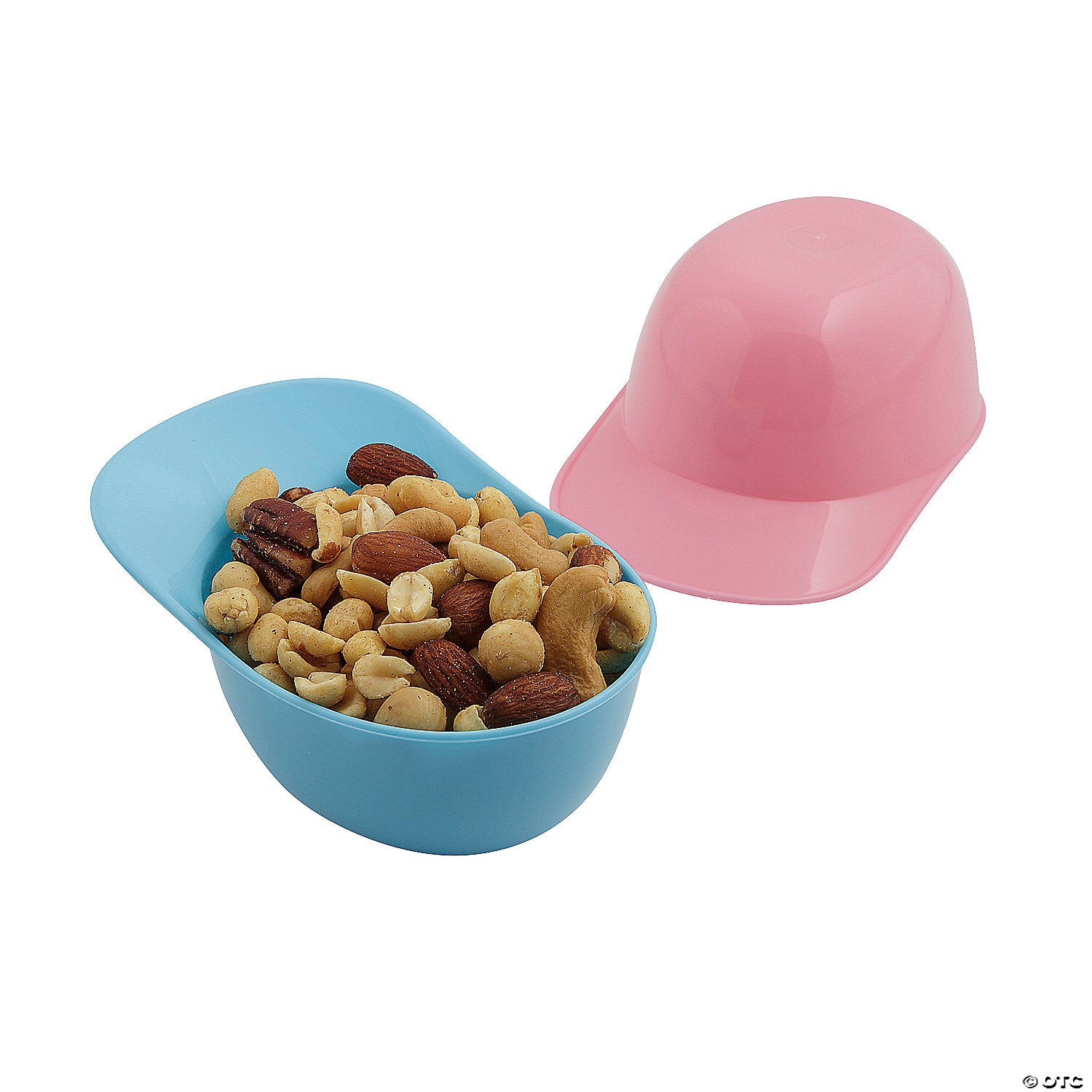 3" x 5" Blue & Pink Baseball Helmet Plastic Snack Bowls