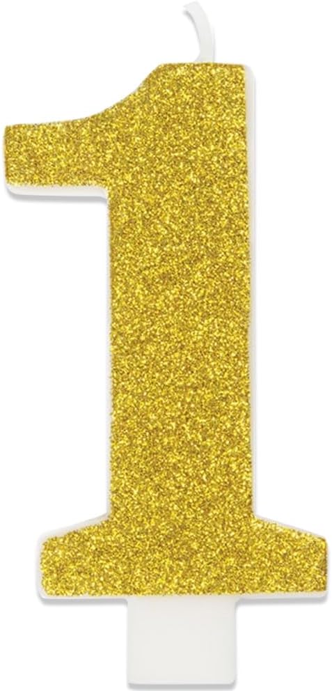 Glitter Number 1 Birthday Candle - 3" | Assorted Color
