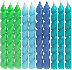 Unique Blue & Green Spiral Birthday Candles - 10ct, Vibrant Colors