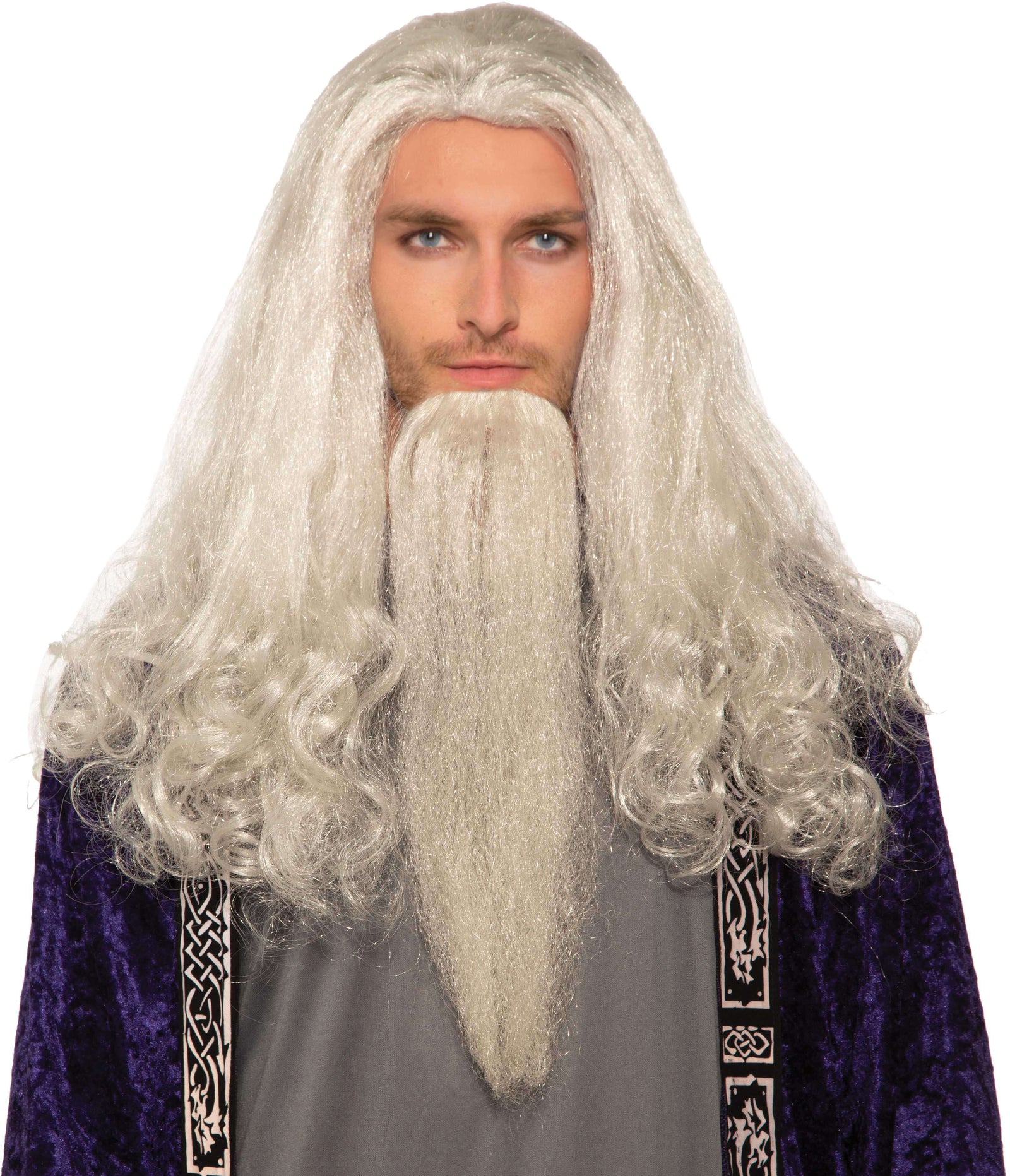 Wise Wizard Wig/Beard Set White