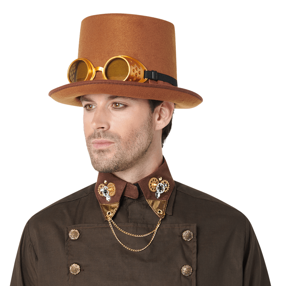 Steampunk Hat With Goggles-Brown