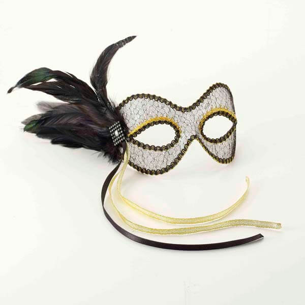 Mesh Venetian Mask Black/Gold