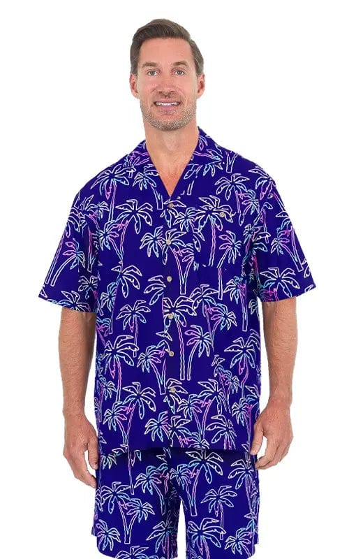 Uzzi ActiveWear LUAU S Uzzi Hawaiian Shirt – Short Sleeve Dri-FIT Polyester Palm Tree Print Shirts for Men