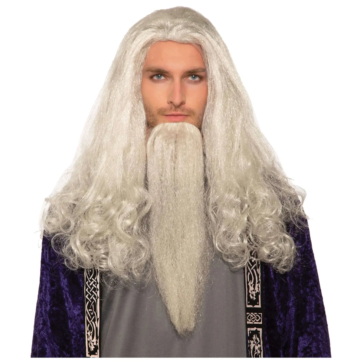 Wise Wizard Wig/Beard Set White